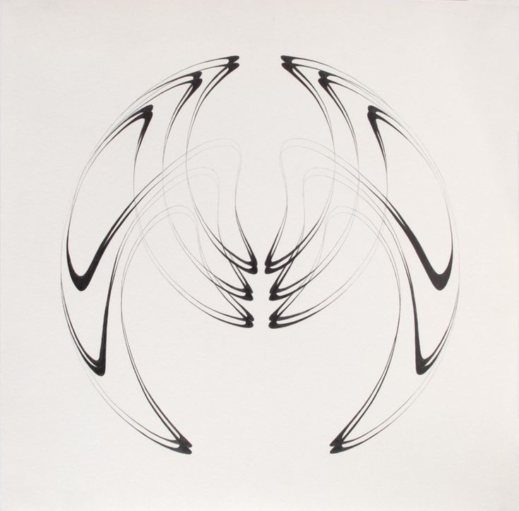 an abstract drawing with black and white lines in the shape of four arrows, on a white background