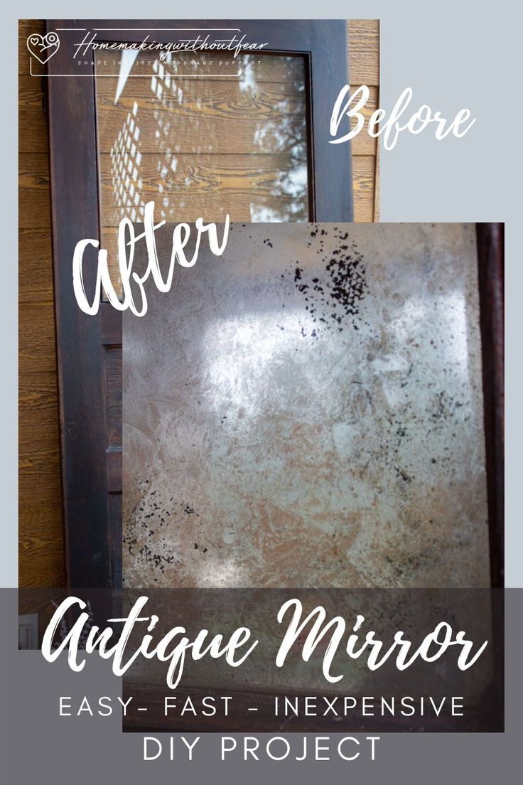 the before and after image of an antique mirror with text overlaying it that says,