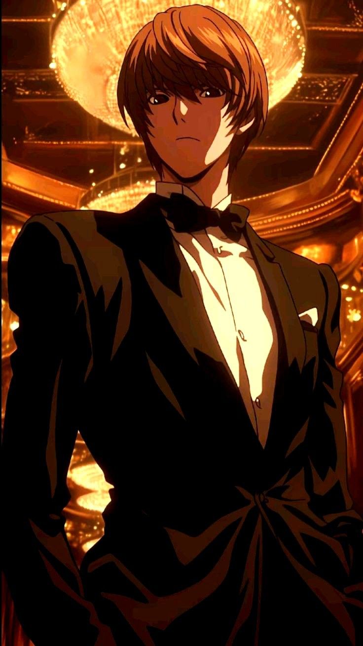 an anime character in a tuxedo with his hands on his hips and looking at the camera