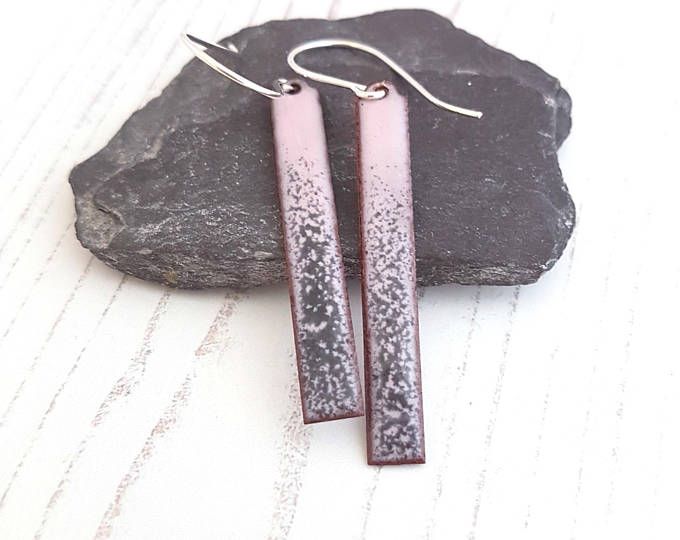 Enamel Earrings Necklaces and Jewellery Bowls by MaisyPlum on Etsy Enamel Jewellery, Copper Jewellery, Copper Jewelry Handmade, Stick Earrings, Wedding Day Jewelry, Sterling Silver Stacking Rings, Glass Jewellery, Fused Glass Pendant, Fused Glass Jewelry