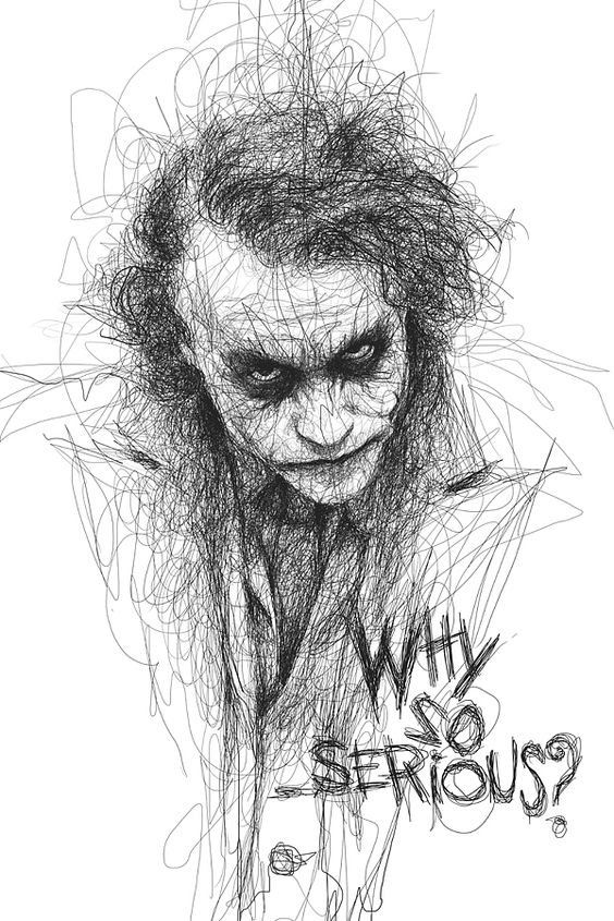 a drawing of the joker with words that say, why so serious? on it