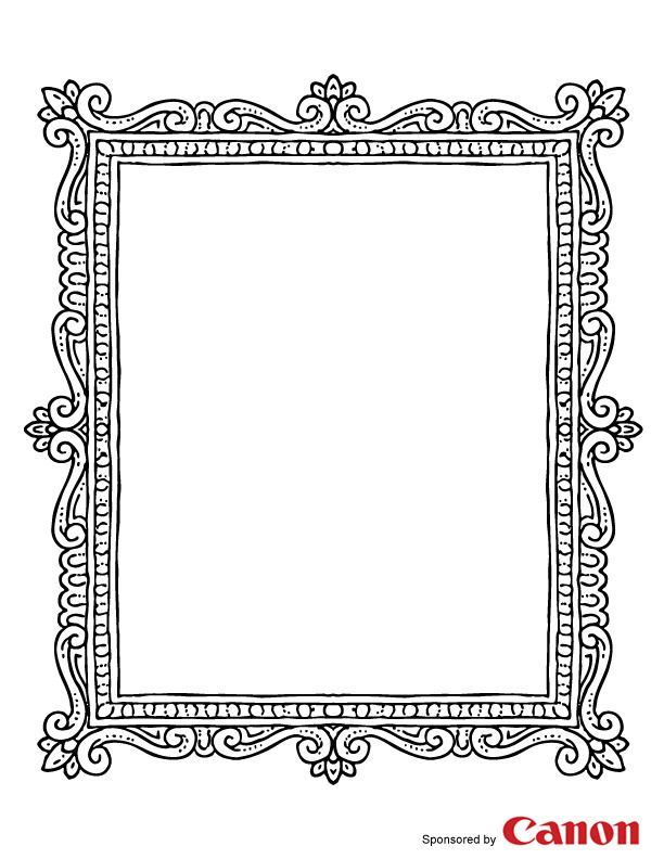 a black and white drawing of an ornate frame