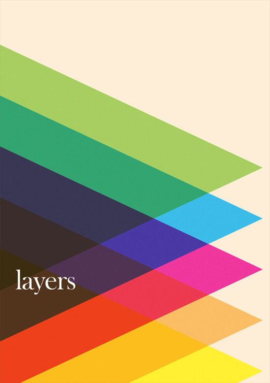 a poster with the words layers written in white on top of colorful lines that appear to be multicolored