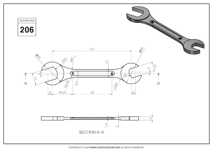 a wrench and spanner are shown in this drawing