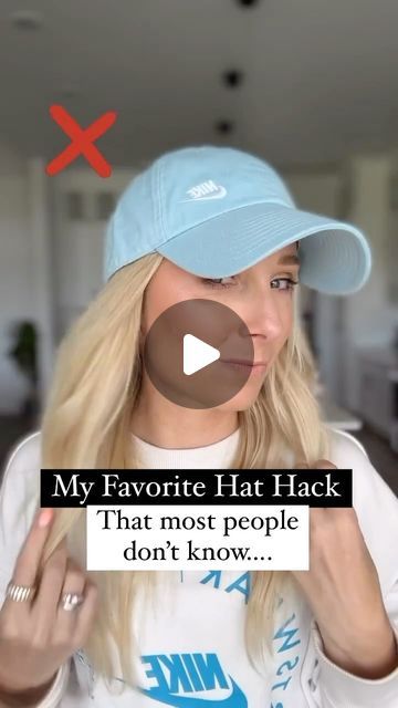 126K views · 2.3K likes | Lauren Hale on Instagram: "‼️Do you struggle with cute hat hairstyles?   If so, you will 💖 this easy hairstyle! It can be modified for any hair type or length!  No braiding required 🙌🏻  Drop a 🧢 emoji below if you are going to try this!👇🏼  #baseballmom #finehair #quickhairstyles #hathair #hathairdontcare #thinhair #hairinspo #easyhairtutorial #hairhack #over40 #womenover40 #40somethingmom #fortysomething #maturebeauty #agingwell #girlmom #thisis43" Women With Hat, Cute Hat Hairstyles Short Hair, Fitted Hat Hairstyles, Hairstyle With Visor, Cute Baseball Hairstyles, How To Style Caps Women, Style With Cap Women, Hats Hairstyles, Hair Baseball Cap Style