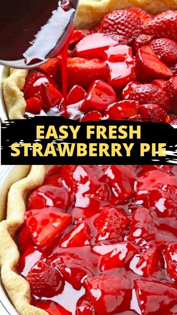 fresh strawberry pie is ready to be eaten and put in the oven for dessert or as an appetizer