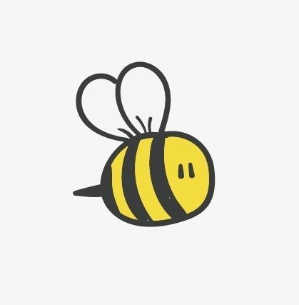 a drawing of a bee with a smile on it's face