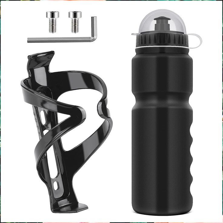 Ainiv Bike Water Bottle Cage with BPA-Free 800ml/28oz Bike Bottle, Black Gloss Strong Bike Water Bottle Holder, Bicycle Cup H Premium Water Bottle, Bike Water Bottle Holder, Cycling Water Bottle, Cycling Events, Bike Water Bottle, Bicycle Bell, Sport Games, Water Bottle Holder, Bicycle Frame