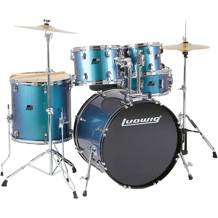 a blue drum set on a white background