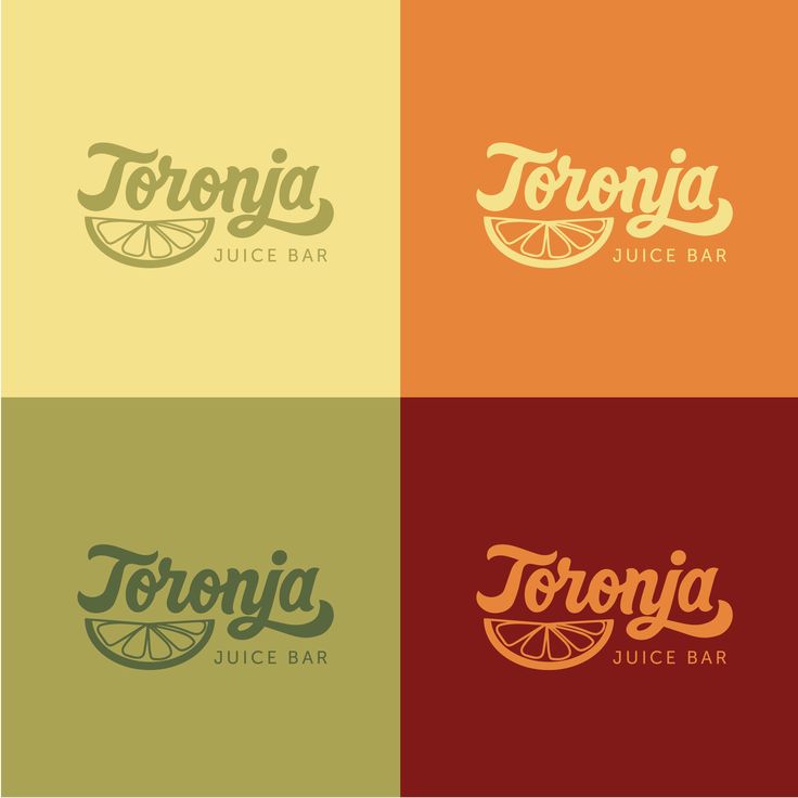 four different logos for tonic juice bar, with oranges and lemon slices on them