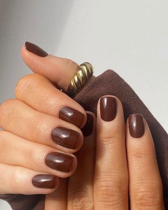 January Nail Colors, Nails January, Brown Nail, Brown Nails Design, January Nails, Fall Nail Trends, Minimalist Nail Art, Pearl Nails, Short Nail