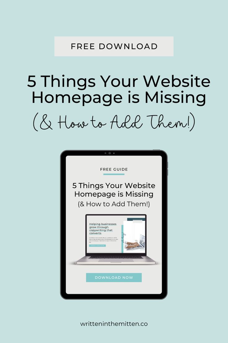 a laptop with the text 5 things your website homepage is missing and how to help them