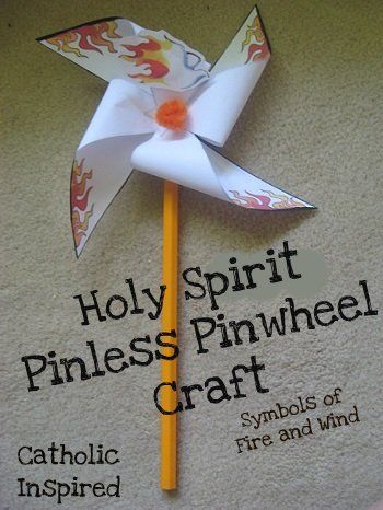 Pentecost Pinless Pinwheel ~ Symbol of Fire and Wind - FREE! Pentecost Sunday School, Holy Spirit Craft, Pentecost Craft, Pinwheel Craft, Christian Ideas, Catholic Symbols, Pentecost Sunday, Sunday School Projects, Pin Wheel