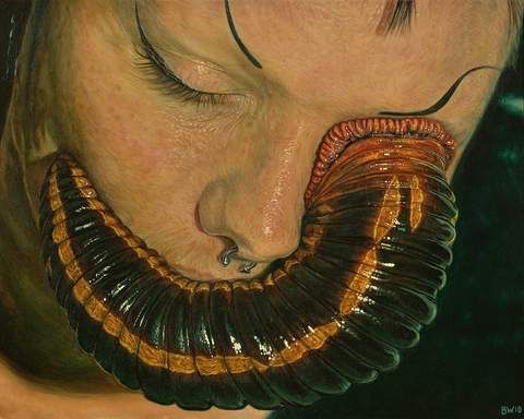 a painting of a woman's face with her eyes closed