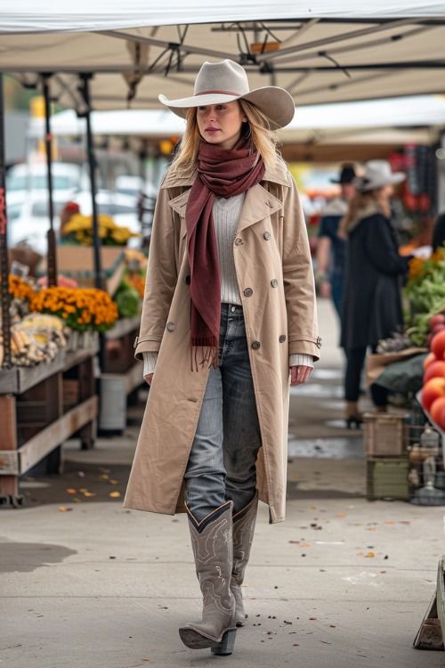 80+ Cowboy Boots Outfits for Fall: Your Go-To Guide for Autumn Style - From The Guest Room Outfits With Beige Boots, Fall Cowboy Boot Outfits, Tall Cowboy Boots Outfit, Tall Cowboy Boots, Boots Outfit Ideas, Cowboy Boots Outfit, Cowboy Boot Outfits, Red Cowboy Boots, Fall Boots Outfit