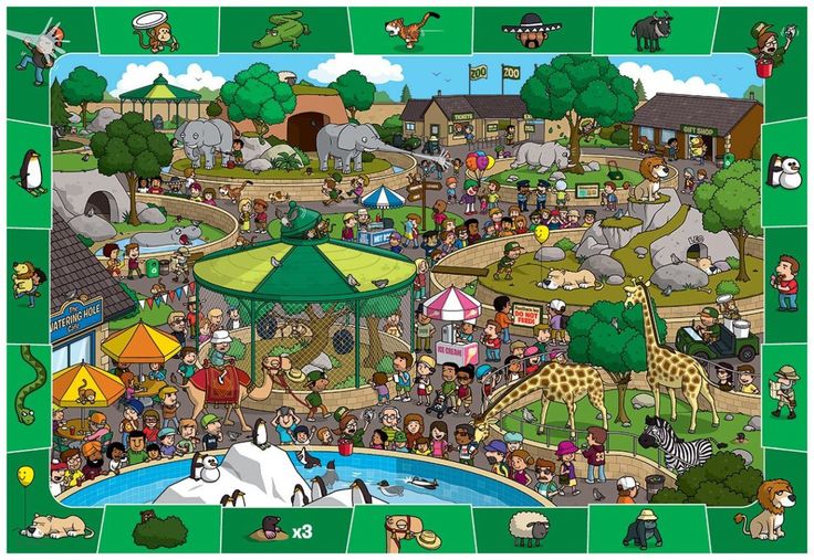 an image of a large group of people in the park with many animals and trees