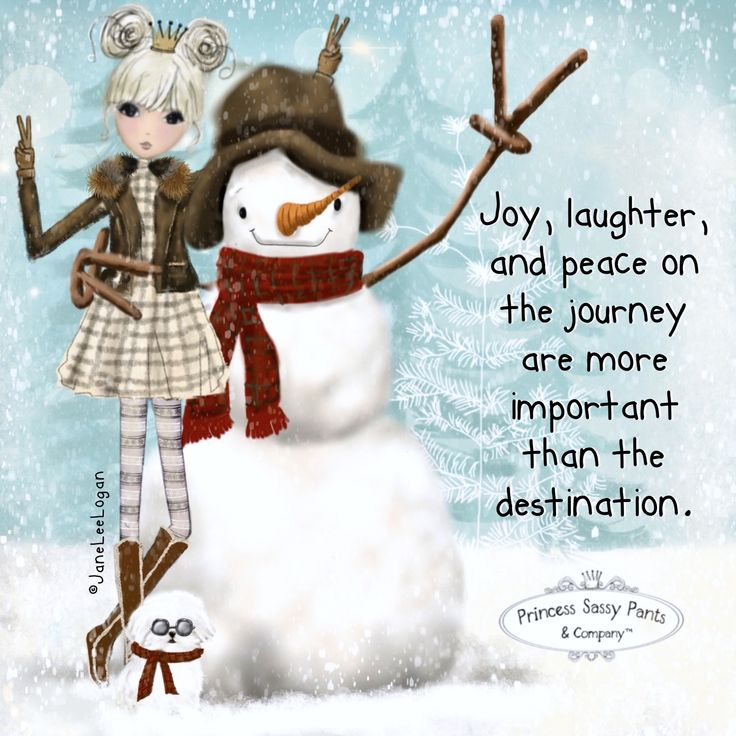 a snowman with a hat and scarf standing next to a girl in winter clothing