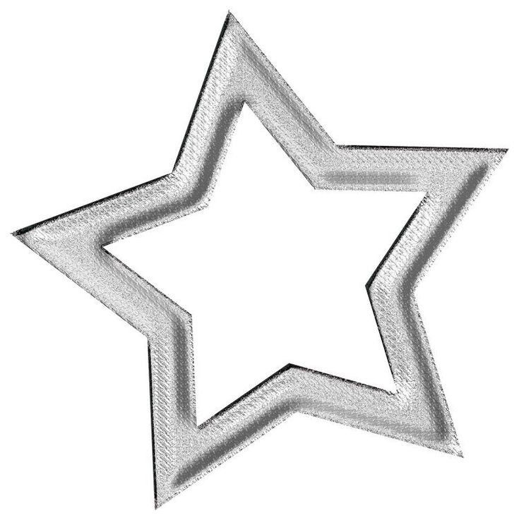 a shiny silver star shaped object on a white background with clipping area for text