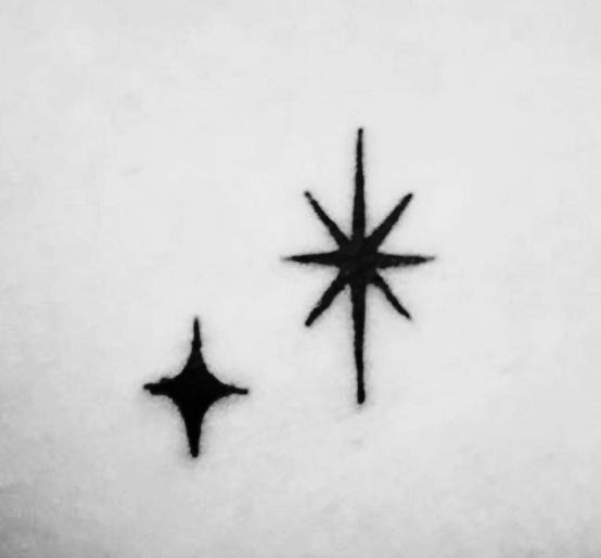 two black and white stars in the snow