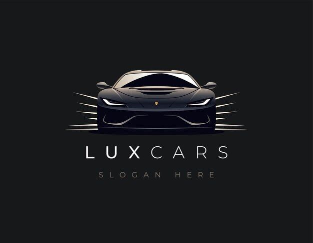 a black and white car with the word luxury cars on it's front end