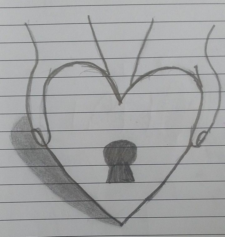 a drawing of a keyhole in the shape of a heart