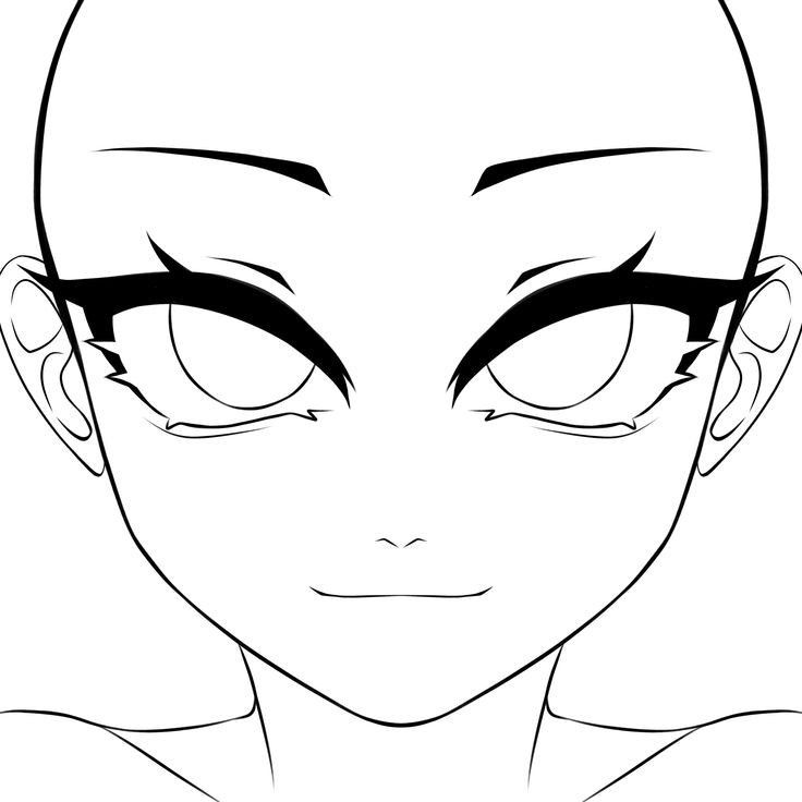 the face of an anime character with large eyes and short hair, black and white