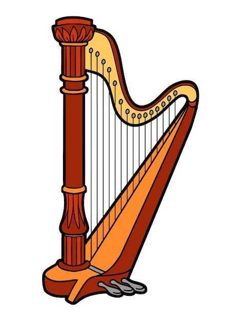 an orange and gold harp on a white background