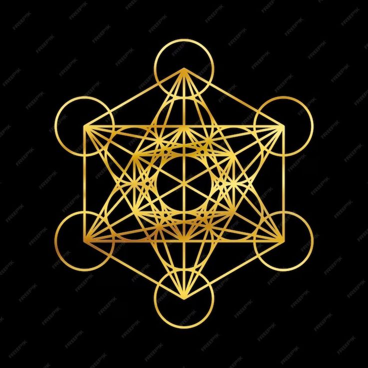 an intricate golden geometric design on black with gold lines in the shape of a star