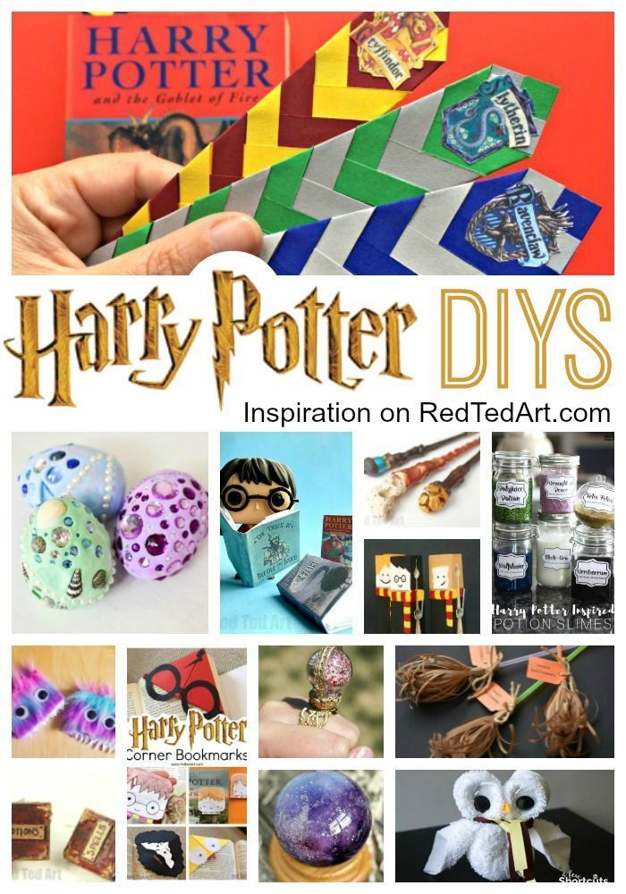 harry potter diy's book cover with images of items