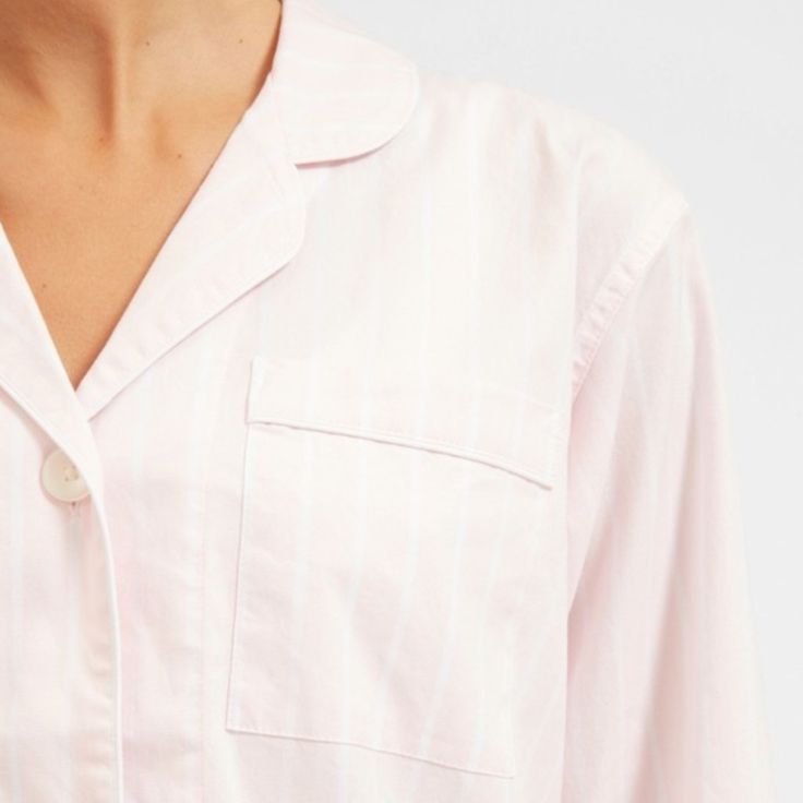 Nwt Everlane Oxford Pajama Shirt Long Sleeves, Button Down, Front Pocket Light Pink And White Stripes Size Large New With Tags (Nwt) Measurements Shown In Photos - Please Ask For Any Additional Measurements Or Info! Cotton Collared Sleepwear For Lounging, Collared Cotton Sleepwear For Lounging, Cotton Collared Top For Pajama Party, Feminine Cotton Tops For Pajama Party, Collared Cotton Tops For Pajama Party, Feminine Relaxed Fit Sleep Tops, Cotton Tops With Button Closure For Pajama Party, Feminine Relaxed Fit Tops For Sleep, Cotton Sleepwear With Button Closure