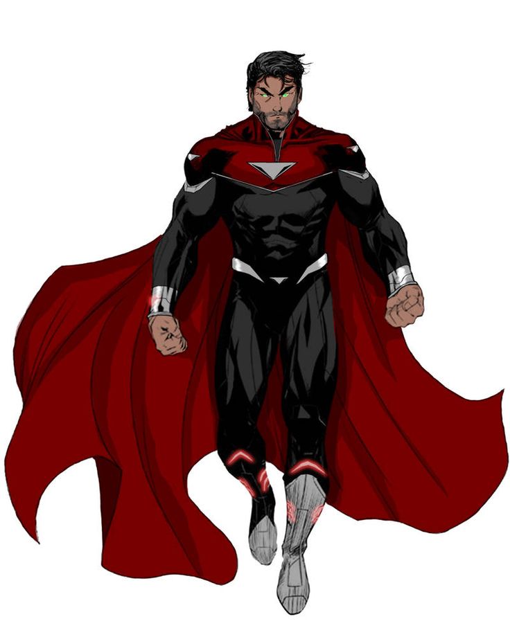 a drawing of a man in a red cape