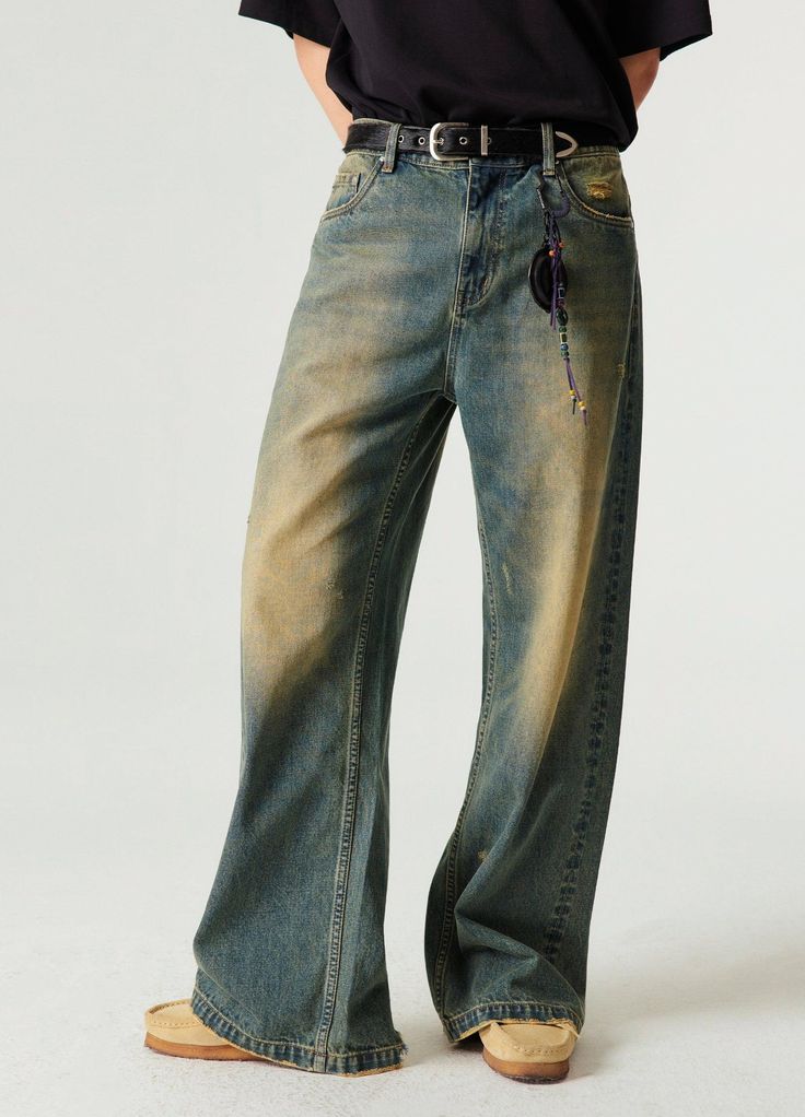 Retro-Inspired Wide Leg Denim Jeans - Embrace a nostalgic look with these wide and baggy fit jeans. Featuring a straight leg design, ripped back hemline, and distressing details, these 100% denim cotton jeans are unisex and perfect for any casual outfit. Available in wash blue, they include a unique SP leather patch on Ripped Back, Baggy Fit Jeans, Wide Leg Denim Jeans, New Zealand North, Cotton Jeans, Denim Cotton, Wide Leg Denim, Jeans For Sale, Baggy Fits