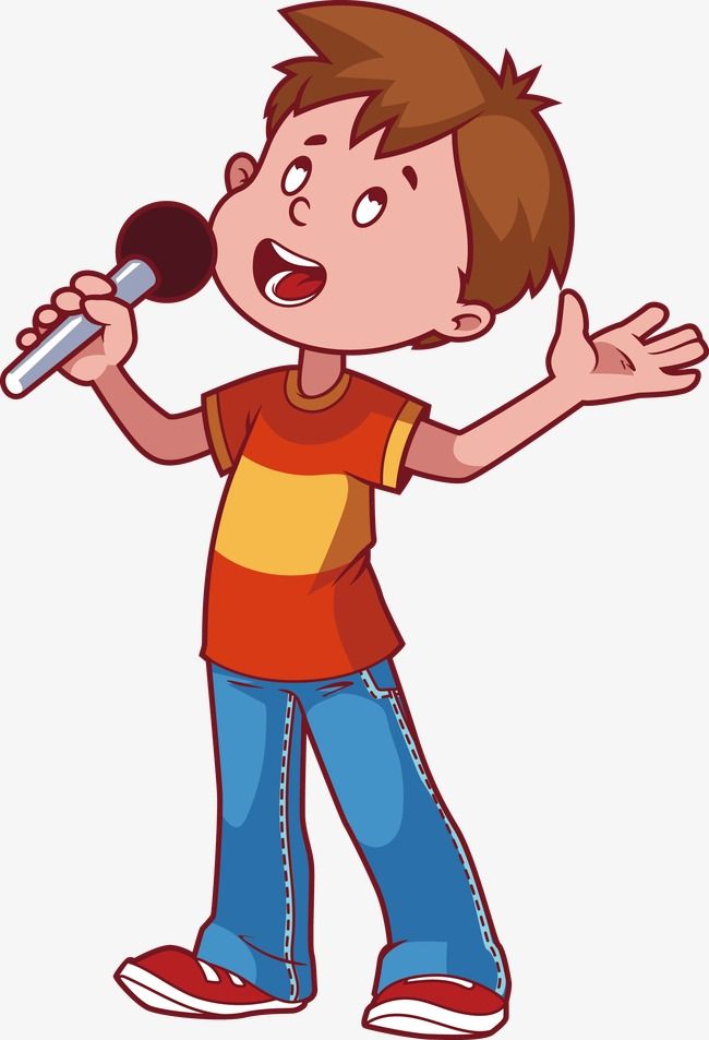 a young boy singing into a microphone