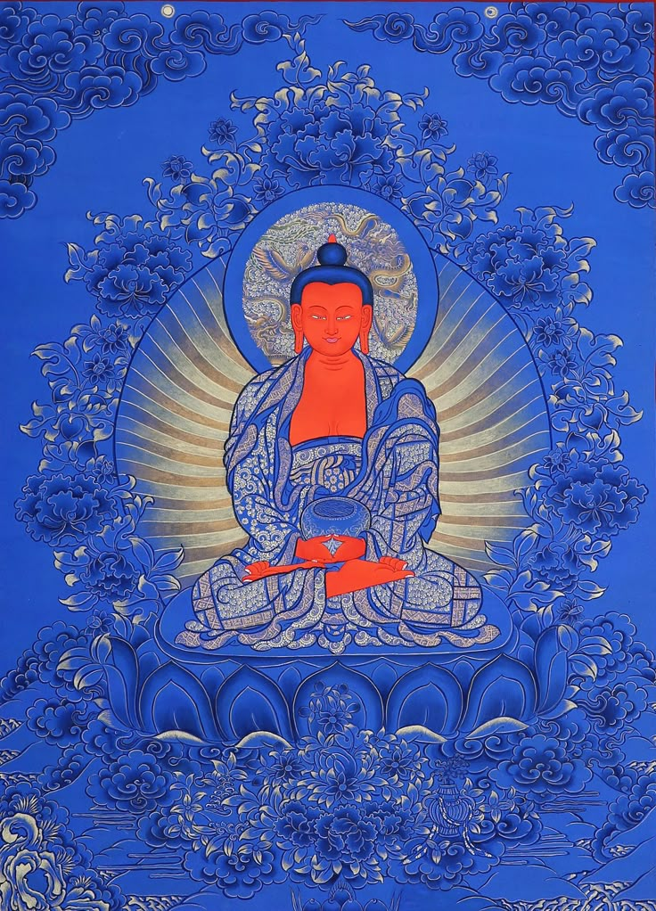 an image of buddha in blue and orange