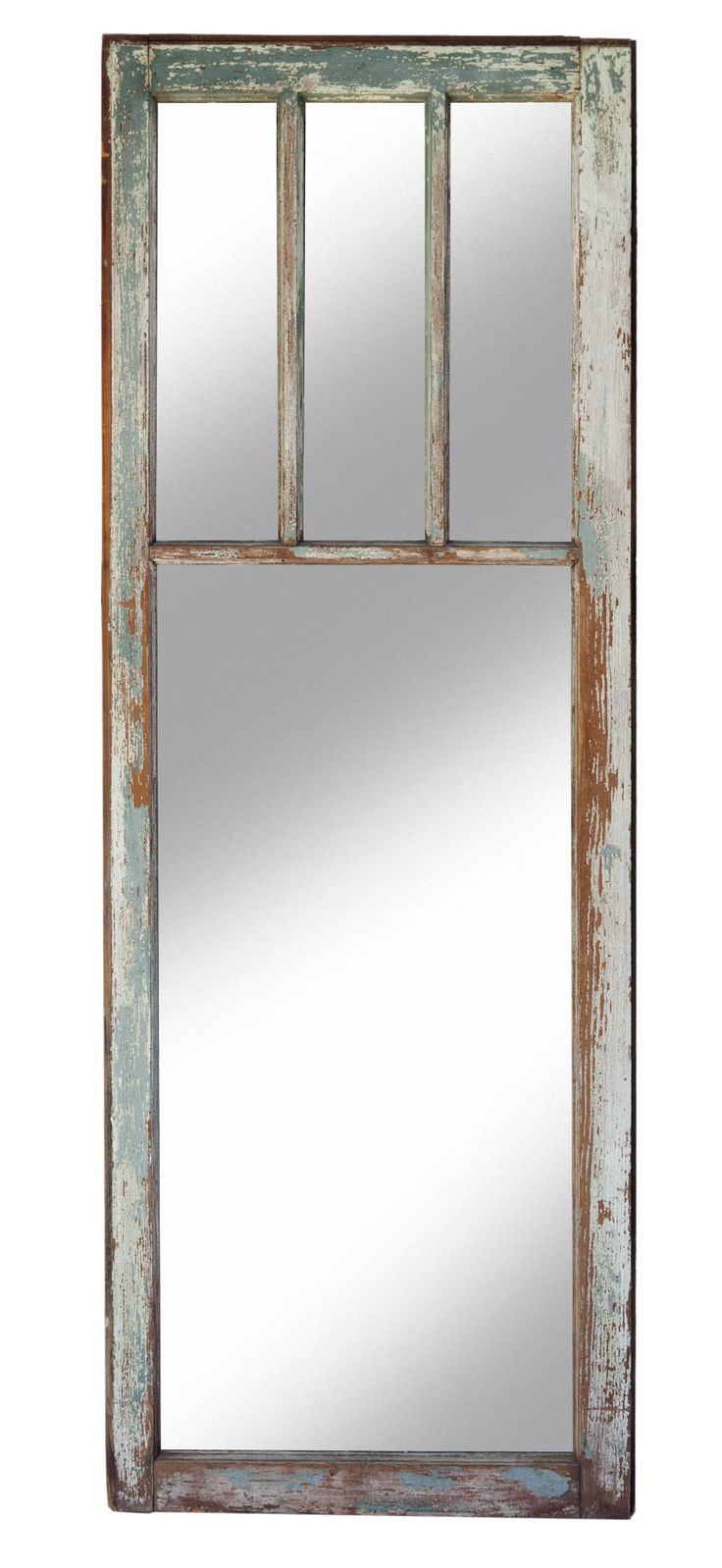 an old window frame with mirrors on it