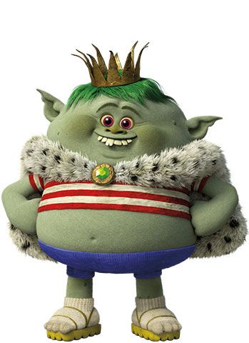 a cartoon character with green hair and a crown