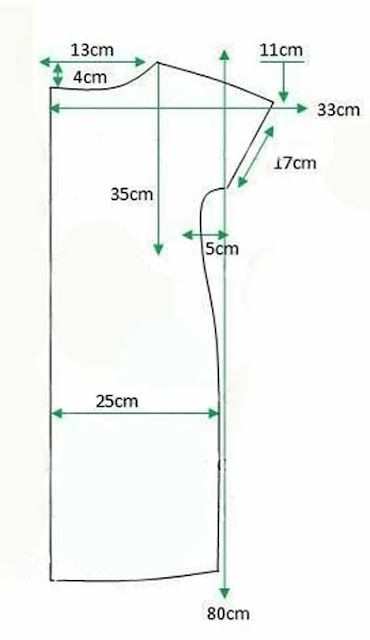 the size and measurements of an apron for women's clothing, with measurements to be shown