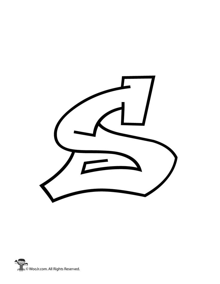 the letter s is drawn in black and white