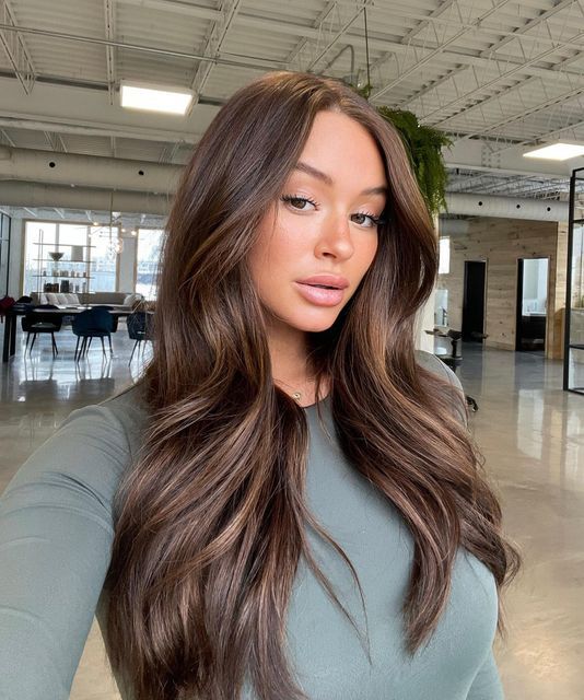 Brown Glossed Hair, Rich Brown Dimensional Hair, Tone Down Highlights Brunettes, Natural Beige Hair Color, Fall Medium Brunette Hair Color, Chocolate Brown Hair With Light Brown, Fall Balayage Brown Hair, Hair Trends 2023 Brunette, Trending Brown Hair Color 2023