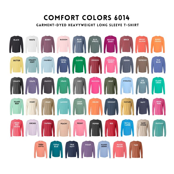 Comfort Colors Long Sleeve Shirt, Blank Comfort Colors Long Sleeve T-Shirt, 100% Cotton Long Sleeve Shirt, Wholesale Blank Long Sleeve Tee  This listing is for a blank long sleeve shirt comfrot colors brand If you need a bulk order message me and I  will make you a custom listing 6.1 oz., 100% ring spun US cotton, 20/1 Comfort Colors styles are garment dyed for that lived in feel and almost no shrinkage at home.  Soft ring spun cotton fabric with 100% cotton threads Topstitched, classic width, rib collar Twill taped neck and shoulders for comfort and durability Rib cuffs Relaxed fit, seamless body Signature twill label and shoulder to shoulder twill tape Proud member of the U.S. Cotton Trust Protocol Made with OEKO-TEX certified low-impact dyes Our clean pigment dye colors are salt free Pl Casual Solid Color Tops With Text Print, Black Long Sleeve Soft-washed Tops, Black Soft-washed Long Sleeve Tops, Multicolor Long Sleeve Shirt With Letter Print, Long Sleeve Graphic Print T-shirt, Comfortable Fit Letter Print Long Sleeve Tops, Comfortable Fit Long Sleeve Tops With Letter Print, Comfortable Long Sleeve Tops With Letter Print, Casual Long Sleeve Pre-shrunk Shirt