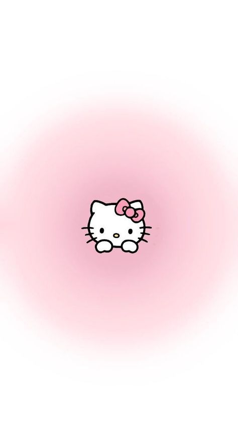 the hello kitty wallpaper is pink and has a bow on it's head