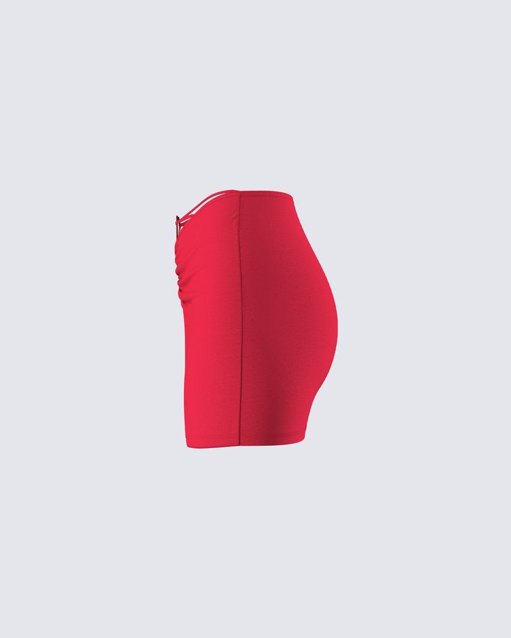 It’s getting hot in here 😌 Have them all falling head over heels for you in this red heart mini skirt made from jersey fabric and complete with a heart trim, shirring at the front, and a bodycon fit 💋 Flirty Fitted Mini Skirt With Ruched Detail, Fitted Short Elastane Mini Skirt, Fitted Ruched Skort, Short Length, Fitted Elastane Shorts For Night Out, Fitted Ruched Skort Short Length, Red High Waist Fitted Mini Skirt, Red Fitted High Waist Mini Skirt, Flirty Fitted Mini Shorts, Red Stretch Mini Bottoms