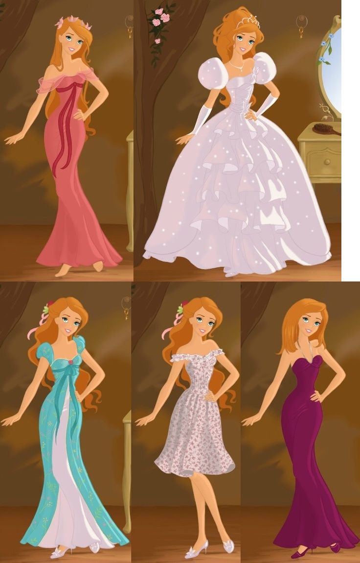 the princesses are all dressed up in their dresses