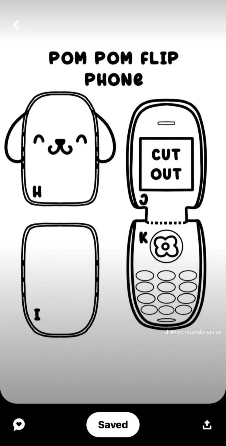 a cell phone with two faces and the words pom flip phone cut out on it