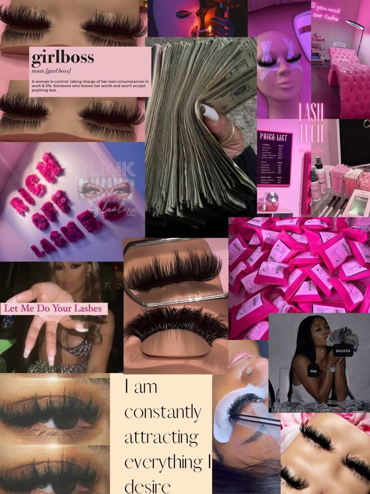 Lash Extensions Vision Board, Vision Board Pictures Lash Tech, Vision Board Ideas Lash Tech, Aesthetician Must Haves, Successful Lash Business, Rich Esthetician, Successful Lash Tech, Successful Lash Business Aesthetic, 2024 Vision Board Esthetician