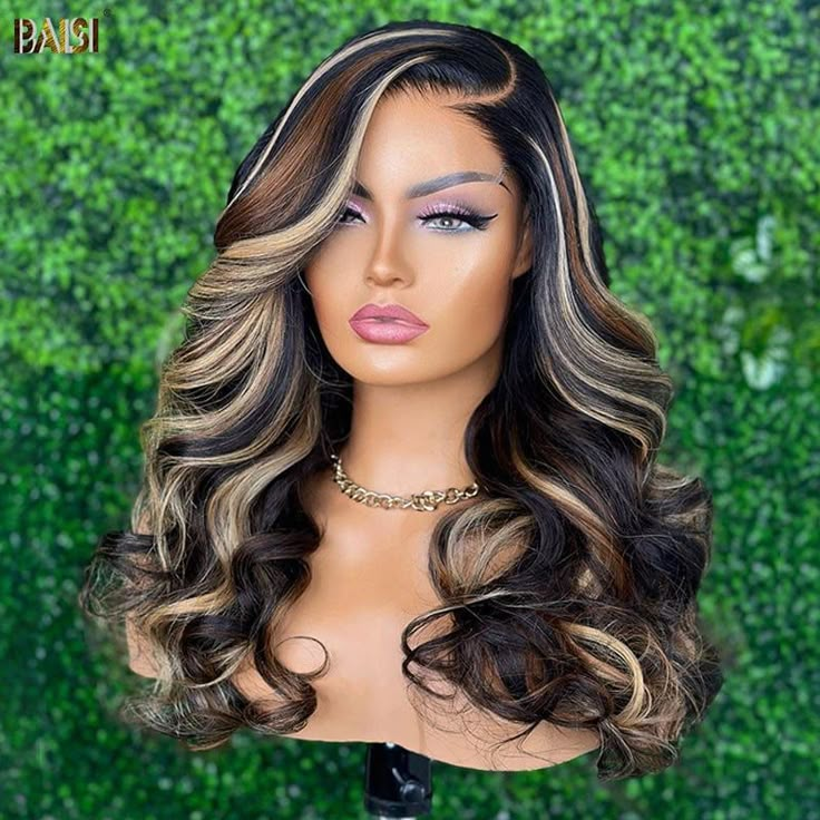 BAISI HAIR BAISI Highlight 1b#4#613# Color Wig Isee Hair, Hair Colorful, Unice Hair, Ombre Wig, Frontal Wig Hairstyles, Oufits Casual, Hair Vendor, Dope Hairstyles, Hair Laid