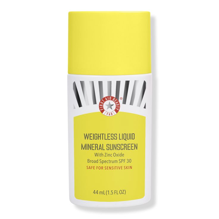 Weightless Liquid Mineral Sunscreen With Zinc Oxide SPF 30 - WGHTLS MINERAL SUNSCREEN SPF 30 1.5OZBenefitsSilky liquid formula provides weightless sun protection with SPF 30Elegant, barely-there texture delivers a soft blur effect for the perfect "no-makeup makeup" lookLayers well and doesn't pill under makeupIt's non-comedogenic so won't clog pores and is safe for sensitive skinKey IngredientsZinc Oxide: A non-nano sunscreen that helps filter harmful UV raysMineral Pigments: Create a sheer tint Best Drugstore Sunscreen, Oily Skincare, Benzalkonium Chloride, Blur Effect, Skin Shine, Best Sunscreens, Brightening Cream, Mineral Pigments, First Aid Beauty