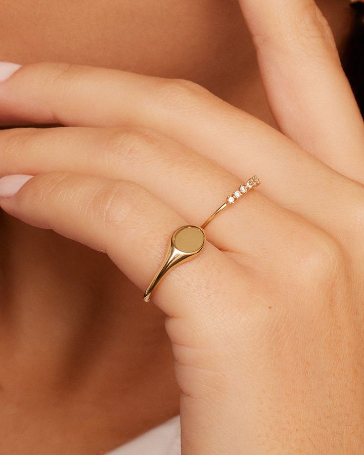 The 14k Gold Bespoke Signet Ring is a timeless style crafted in 14k solid gold. Sure to become a cherished ring they will keep for years-make it even more special by engraving heartfelt initials or a lucky number. Bespoke Signet Ring in 14k Solid Gold, Women's Size 3 by gorjana Signet Ring For Women, Gold Signet Rings, Classic Tarnish Resistant Diamond Ring, Classic Stackable Rings In 14k Recycled Gold, Dainty Gold Diamond Signet Ring, Classic Stackable Rings In Recycled Gold Stamped 14k, 14k Gold Diamond Ring With Polished Finish, Timeless Tarnish Resistant Diamond Ring, Heirloom Yellow Gold Diamond Ring Tarnish Resistant