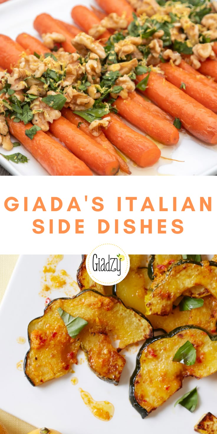 there are many different types of food on this plate and the words glada's italian side dishes