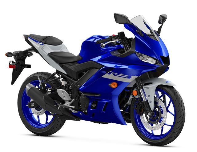 a blue motorcycle is shown on a white background